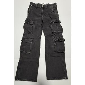 PacSun Black Baggy Multi-Pocket Cargo Jeans - Washed Charcoal Skater Denim
